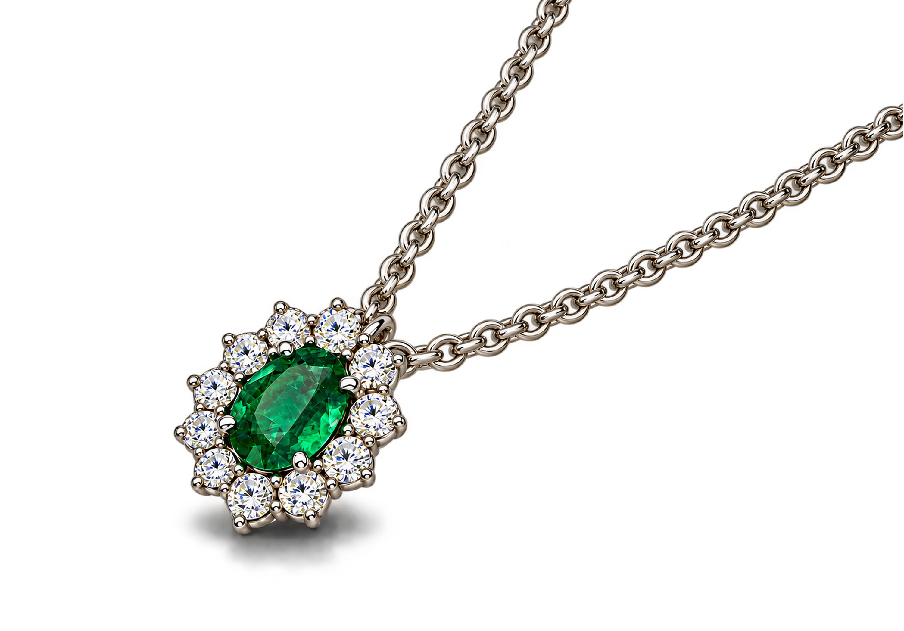 Pendente con smeraldo e brillanti.